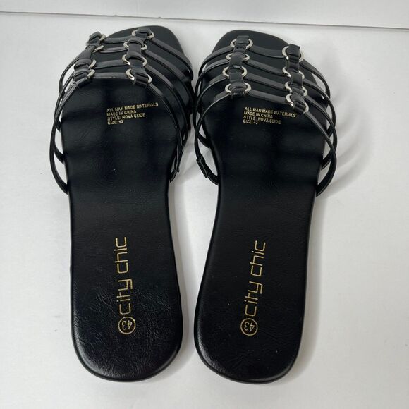 New Women’s Evans City Chic Black WIDE FIT Nova Slide Sandals Size 43 #360 - Picture 7 of 12